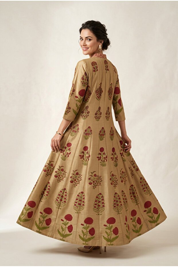 Rochie eleganta lunga din bumbac si matase - 2
