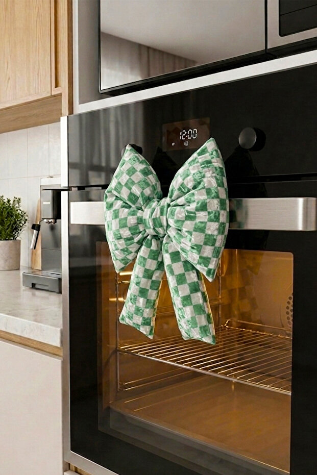 Digital Printing Checkered Bow Oven Ornament Decorative Filled Soft Handmade