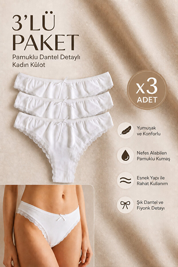 Women's White Lace Brazilian Panties