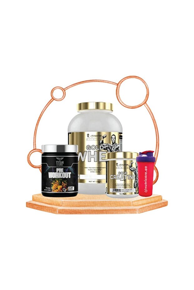 Gold Whey + Gold Creatine + Titan Core Preworkout + Shaker