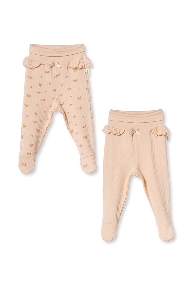 Baby Cotton 2-Piece Ribbed Booties Bottoms