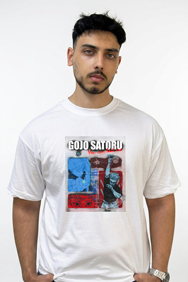 Gojo Satoru_12 Design Printed Oversize White T-Shirt