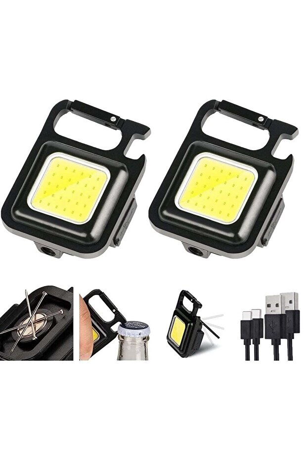 Small Mini COB Pocket Magnetic Flashlights Powerful 500 High Lumens Bright Rechargeable Keychain Work Light Flashlight Pack 2