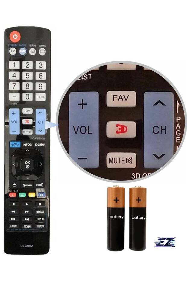 Universal Replacement Remote Control for LG TVs and LG Blu-ray Players - All Models with battery
