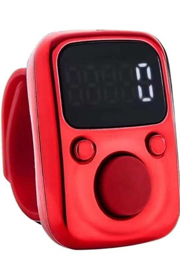 Electric Finger Counter with LED Display – Digital Dhikr Tasbih Ring, Glow in the Dark, Accurate Counting Device with Replaceable Battery (Red)