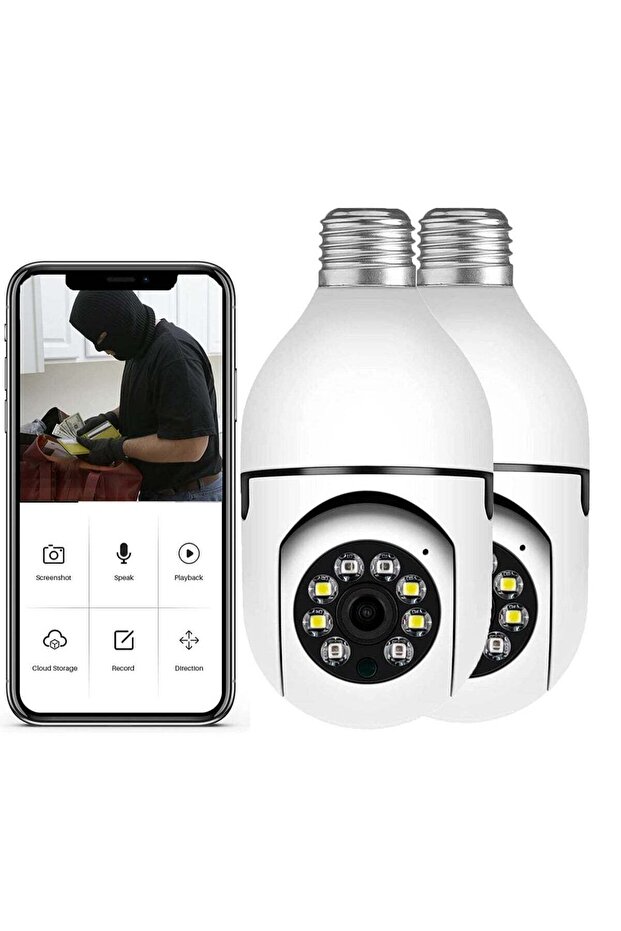 2Pcs Light Bulb Security Camera 2.4GHz & 5G WiFi Outdoor, 1080P E27 Light Socket Security Cameras