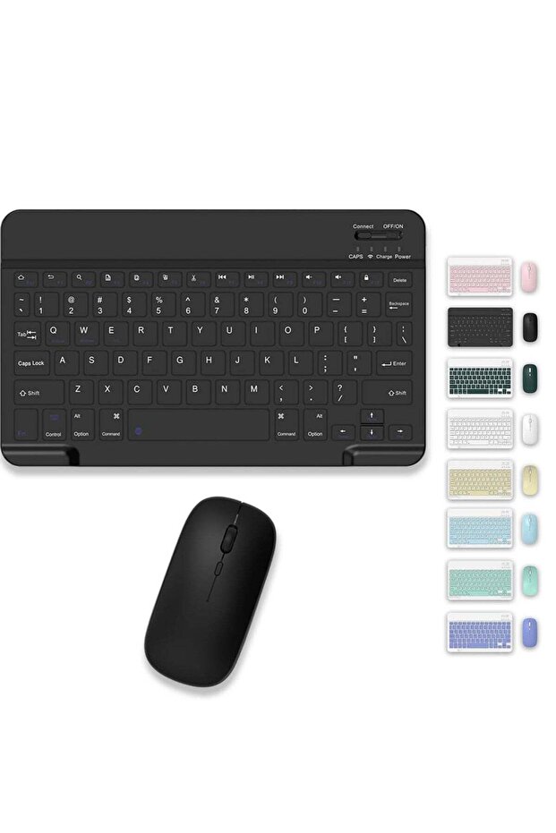 Rechargeable Bluetooth Keyboard and Mouse Set - Portable Wireless for Android/iOS/Windows (BLACK)