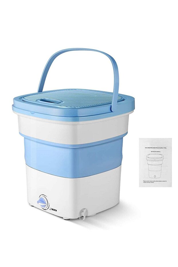 Compact 1.8 kg Portable Folding Washing Machine – 135W Lightweight, Space-Saving Design, White/Blue
