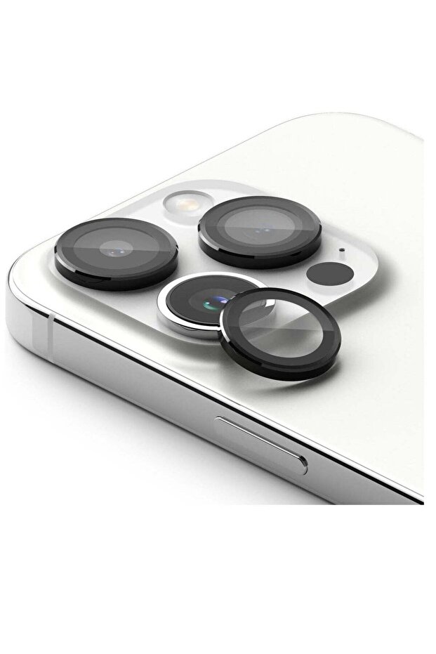 Camera Lens Frame Glass Compatible with iPhone 15 Pro Max - Black