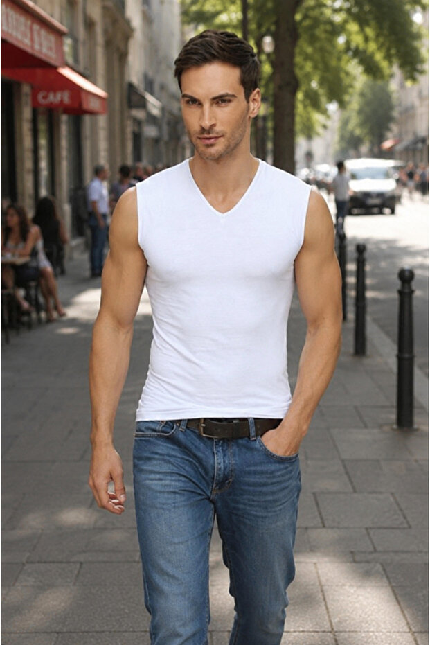 Tuutkuu Eliit Men's V-Neck Sleeveless Zero Sleeve Cotton Casual Undershirt