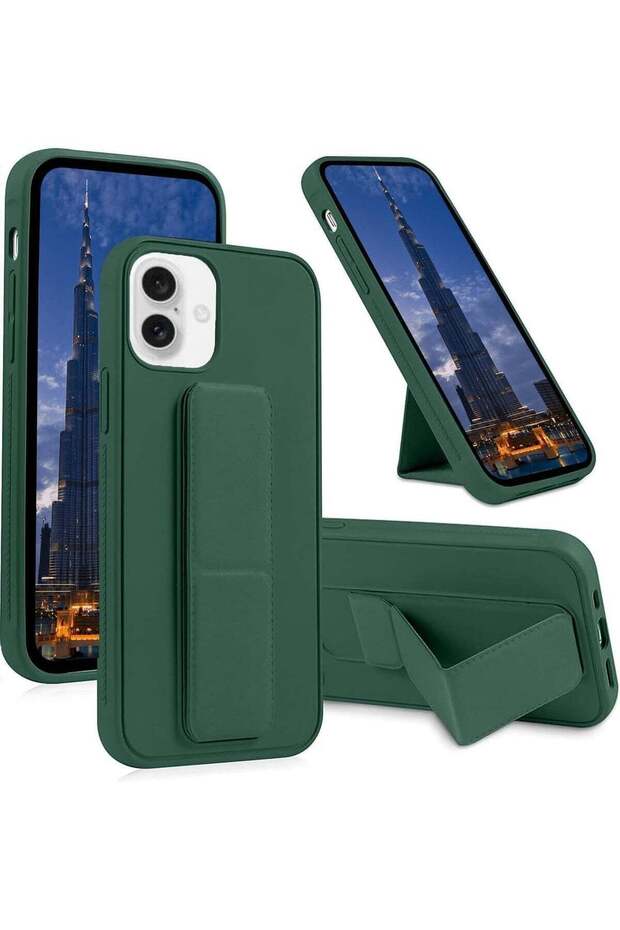 iPhone 16 Plus Green Magnetic Car Mount Case – Premium Silicone with Multi-Stand Kickstand & Hand Strap