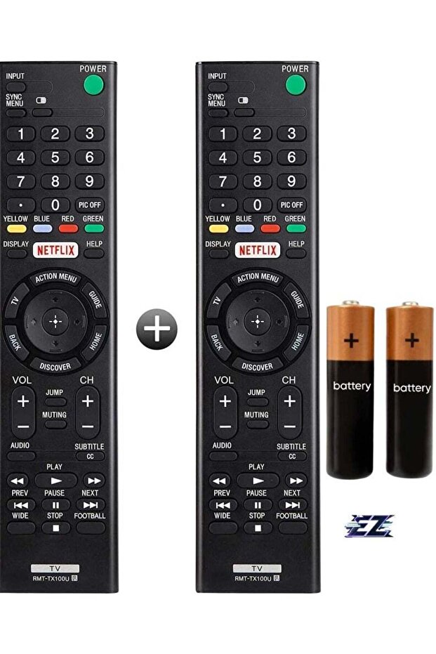 Replacement Remote Control RMT-TX100U for All Sony Bravia 4K UHD LCD LED HD Smart TVs - Includes Netflix & Shortcut Buttons - With Battery
