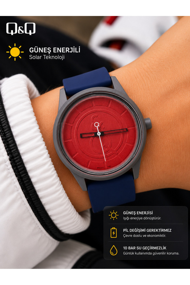 Sea, Pool Waterproof Solar Powered 42mm Large Case Unisex Wristwatch Silicone Cord Gift Boxed