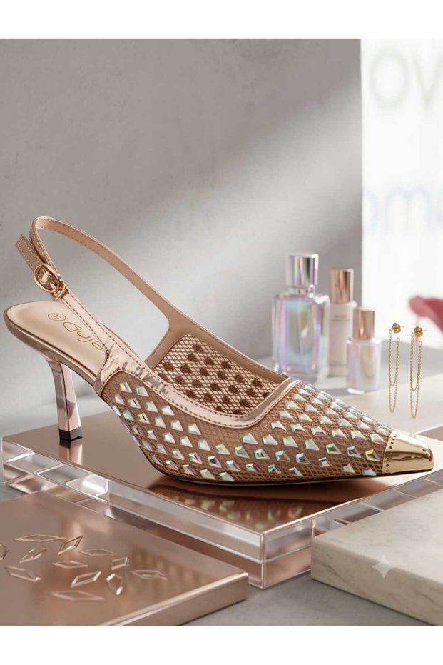 26Y484-10 Women's Stoned Evening Dress Shoes