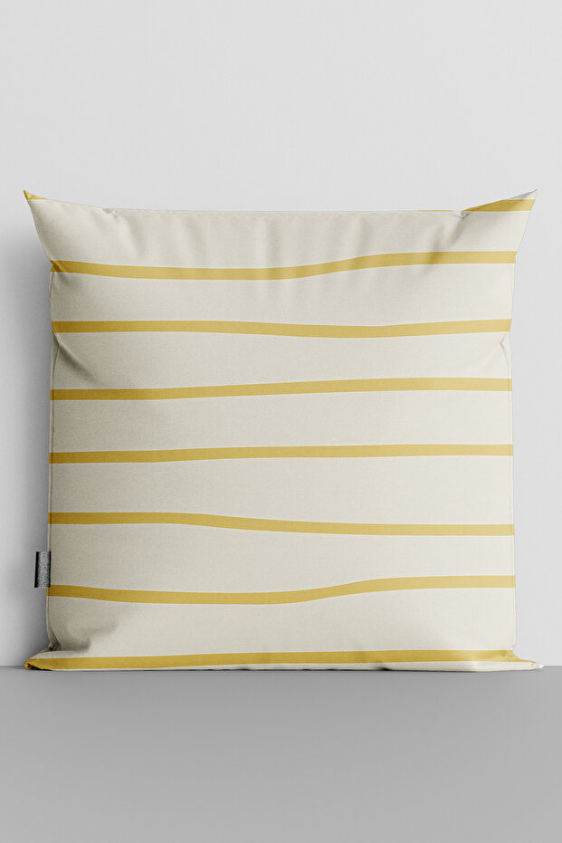 Yellow Horizontal Lines Double Sided Digital Printed Throw Pillow Cover - 2403