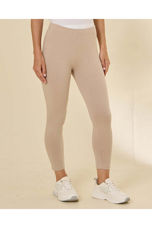 Women Taupe Cropped Leggings