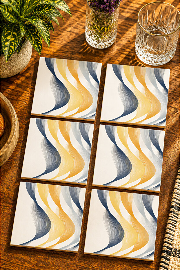 Abstract - Bohemian Modern Set of 6 Coasters - Uv Printing Mdf - 10X10 cm
