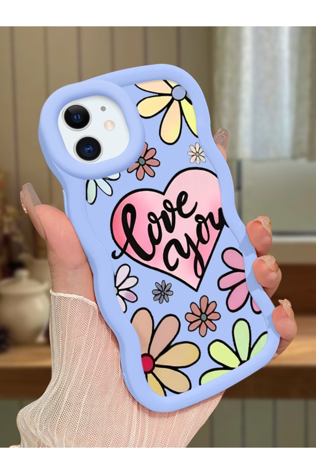 حافظة متوافقة مع هاتف iPhone 11، حافظة حماية للكاميرا من السيليكون الأزرق، حافظة هاتف بنمط زهور