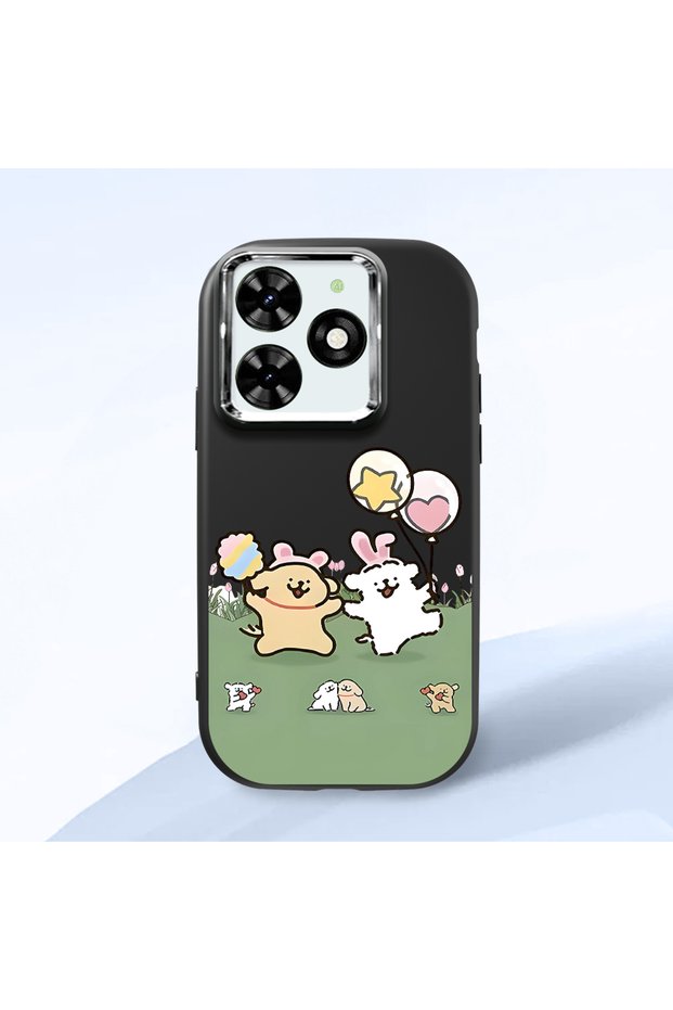 Tecno Spark 20C Compatible Case Camera Protector Black Silicone Couple Phone Case Line Pattern