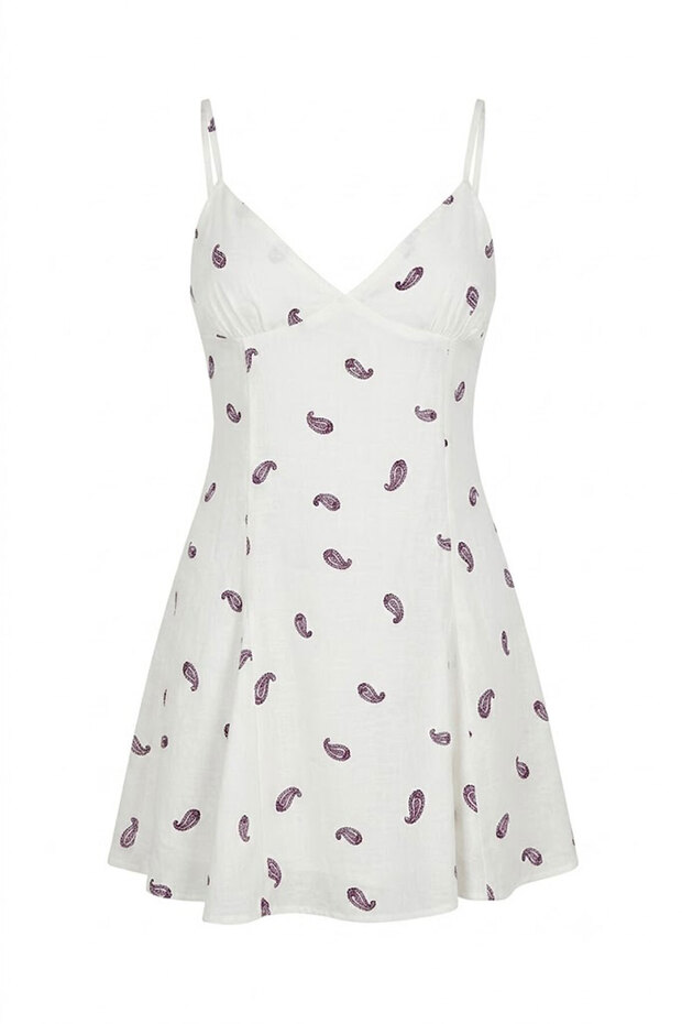 Rope Strap Short Shorts Dress Ecru