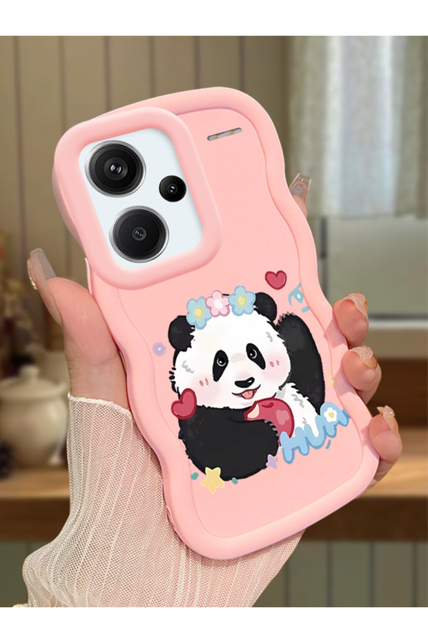 Redmi Note 13 Pro Plus 5g Compatible Case Camera Protector Pink Silicone Couple Phone Case Panda Pattern