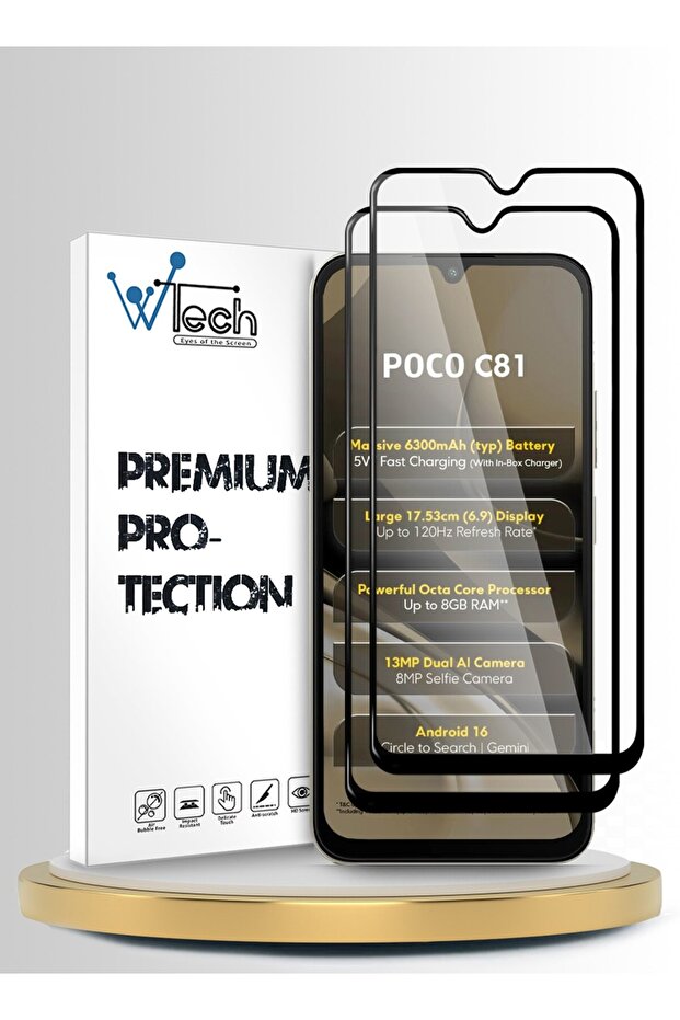 Xiaomi Poco C81 4G 2026 Premium E2E Series Full Glue Full Cover Tempered Glass 2 Pack Clear/Black