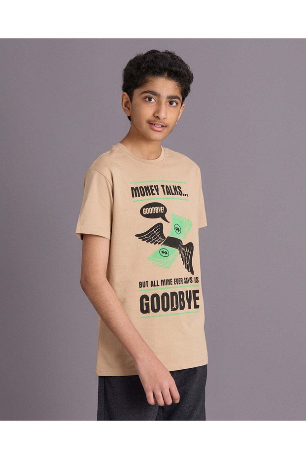 Senior Boys Beige Graphic T Shirt