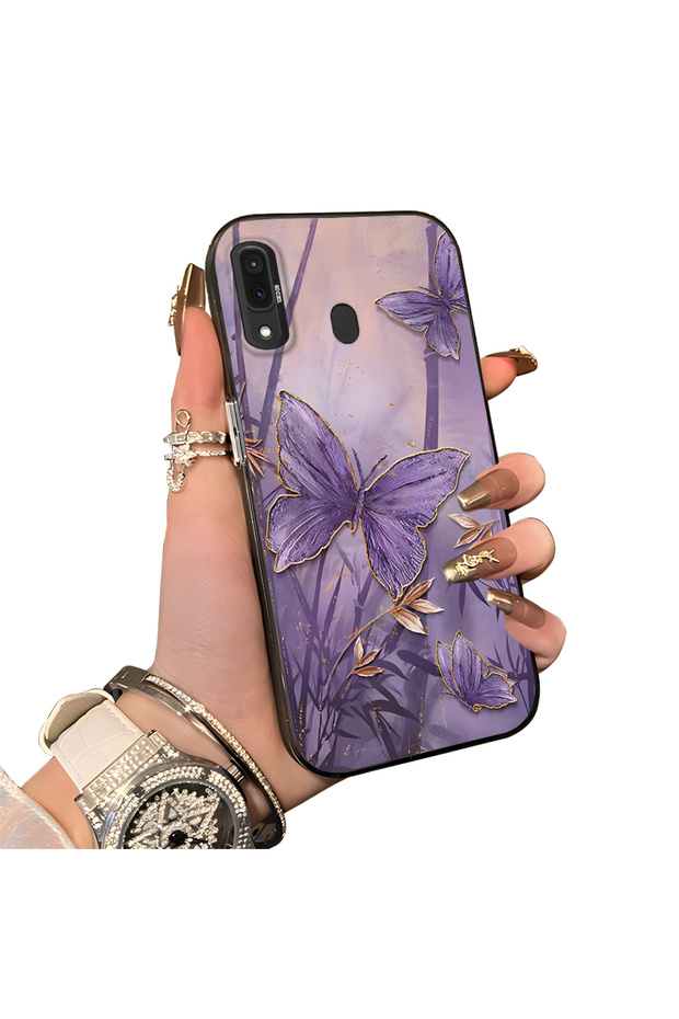 Samsung Galaxy A30 Compatible Silicone Edge Hard Back Case Couple Phone Case Butterfly Pattern