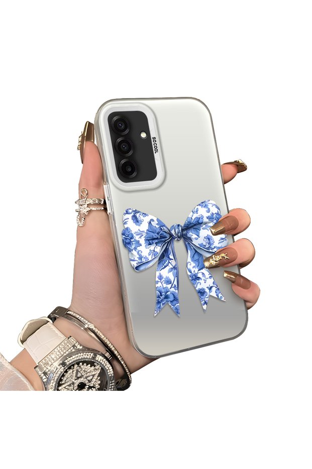 Samsung Galaxy A26 Compatible Silicone Edge Hard Back Case Couple Phone Case Bow Tie Patterned