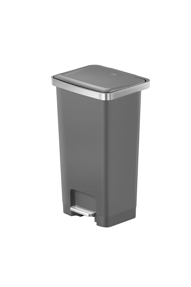 Square Pedal Plastic Trash Can 45 Liters Model HANA-GRY Size 37x30.8x65.1cm Grey