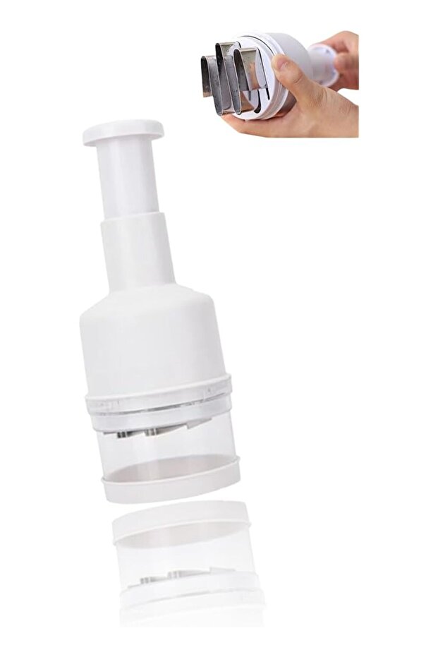 Manual Hand Chopper - Vegetable & Fruit Dicer, Quick Onion Garlic Mincer, Easy-Slice Cutter for Kitchens - White Press Chopper
