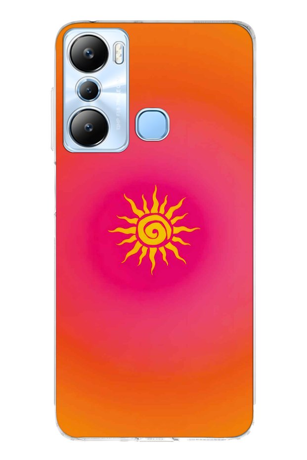 Infinix Hot 20I Compatible Retro Sun Pattern Transparent Phone Case