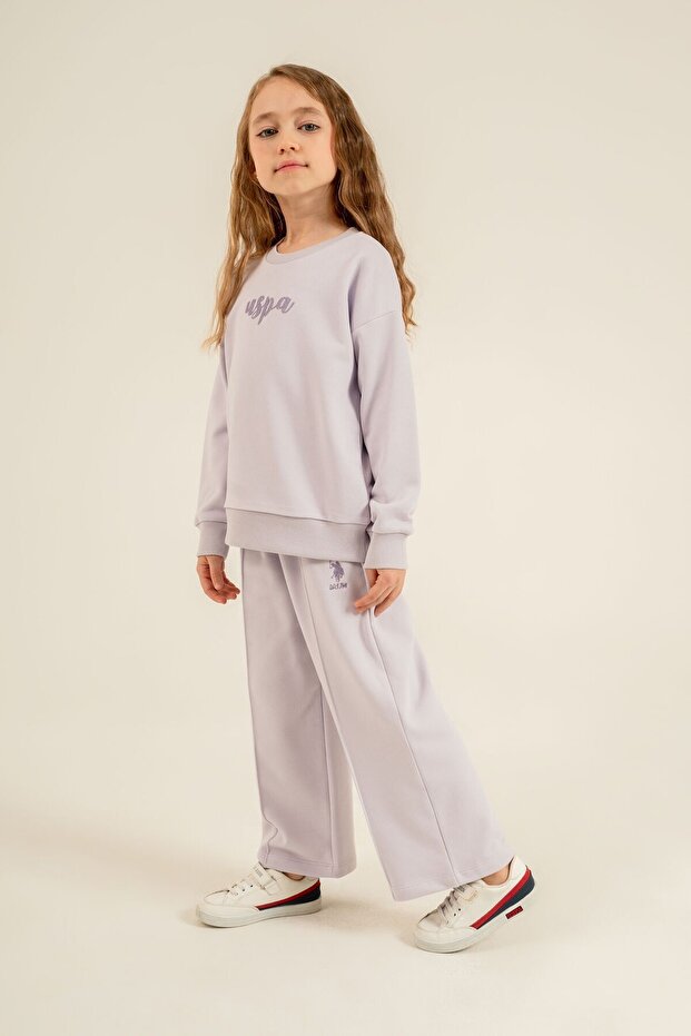 Girl's Printed Purple Long Sleeve Tracksuit Set Us2731-C-V2