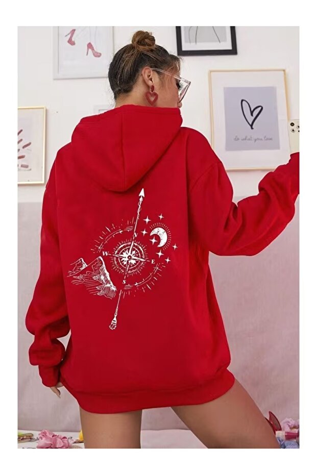 Unisex Hooded Sweatshirt with Back Print and Relaxed Fit