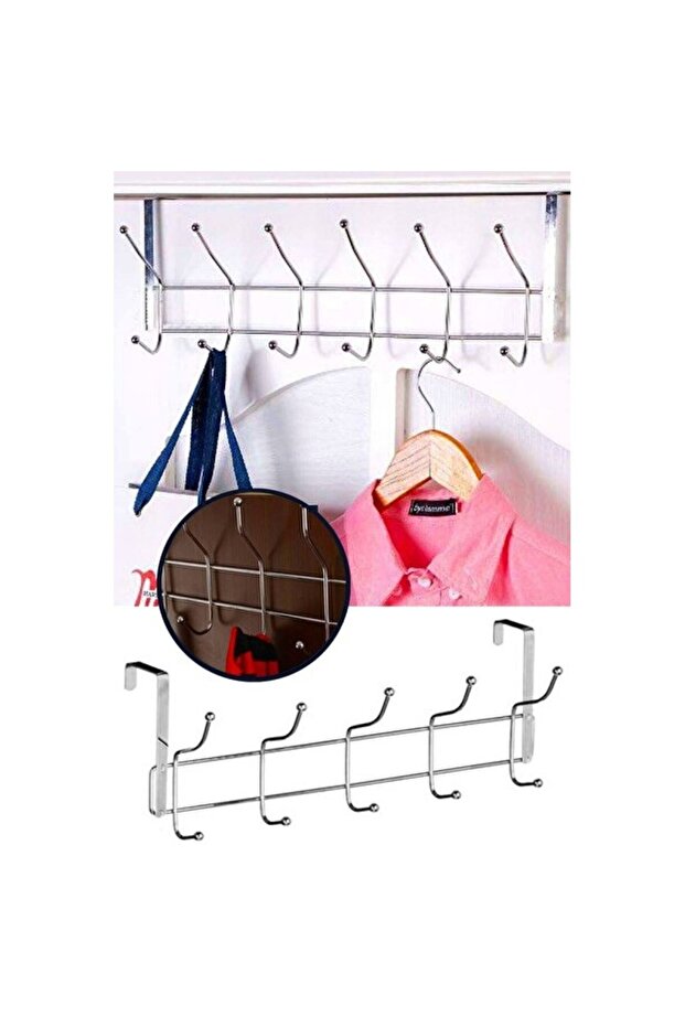 Stainless Chrome American Door Back Hanger, 12 Hooks, Practical and Stylish Design