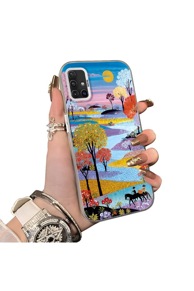 Samsung Galaxy A51 Compatible Silicone Edge Hard Back Case Couple Phone Case Landscape Pattern