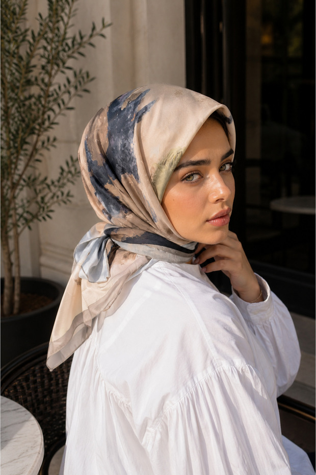 Modern Floral Pattern Scarf Series Mink