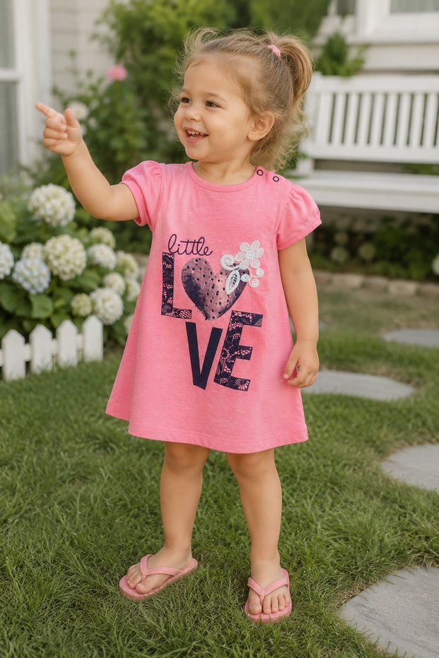 Little Love 100% Cotton Combed Cotton Girls' Summer Dress 229199