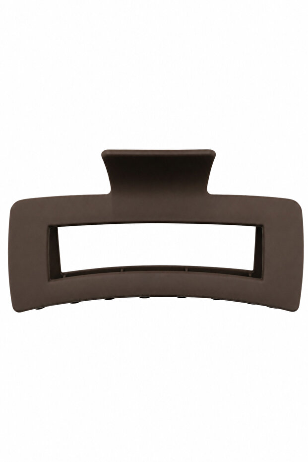 Matte Dark Brown Rectangular Hairpin Latch Clip Women's Accessory