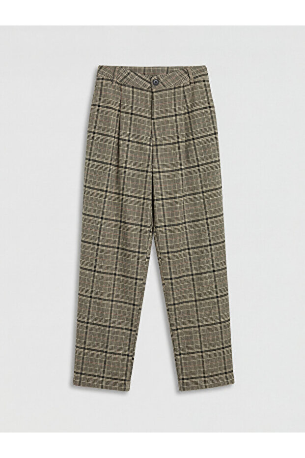 Pleated Girls' Checkered Embroidered Pants for Style Seekers from Uzg Store