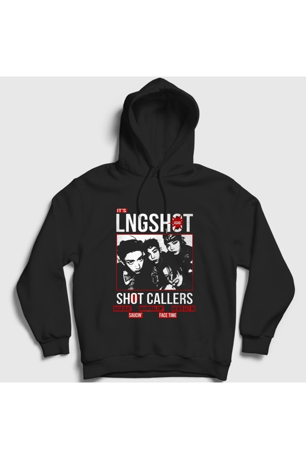 Unisex Black Poster V2 Shot Callers K-Pop Lngshot Hooded Sweatshirt 613944Tt