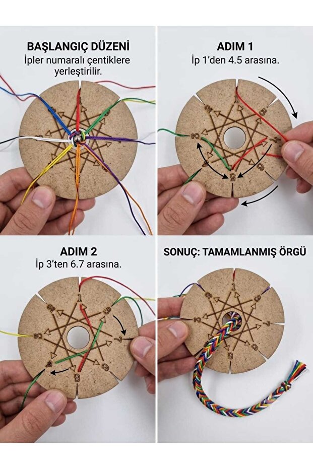 10 Pieces of Kumihimo Knitting Discs – 7.5 cm Wooden Macrame and Jewelry Design Tool