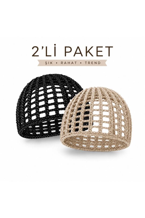 2-Piece Mesh Beanie Set