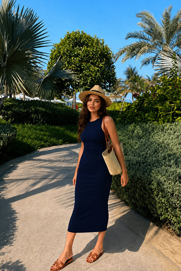 Women's Halter Neck Tight-Fitting Slit Long Dress