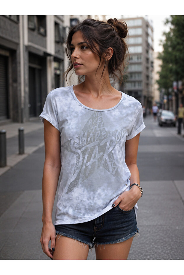 Kadın Yıkamalı Basic T-Shirt