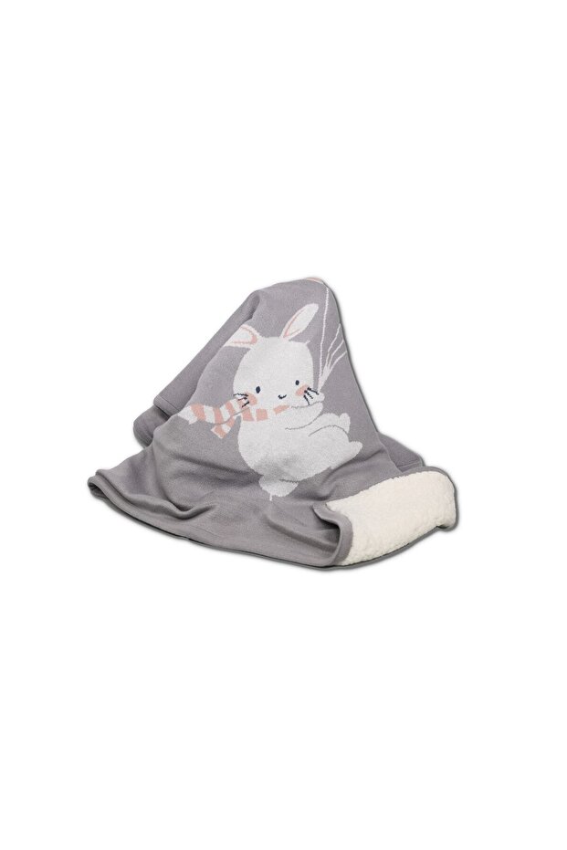 Unisex Baby 100% Organic Cotton Blanket - Ruby Rabbit 80X100 cm