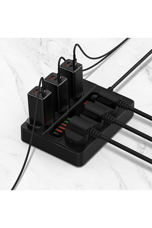 مقبس عالمي بطولم 3 متر مقبس USB للشحن، وظيفة التوقيت، قابس تمديد أسود،توصيله كهربائيه،مشترك كهرباء،توصيلة،وصلة كهرباء - 2