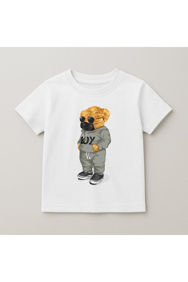 Teddy Bear Printed Crew Neck Cotton Short Sleeve Kids & Youth T-Shirt