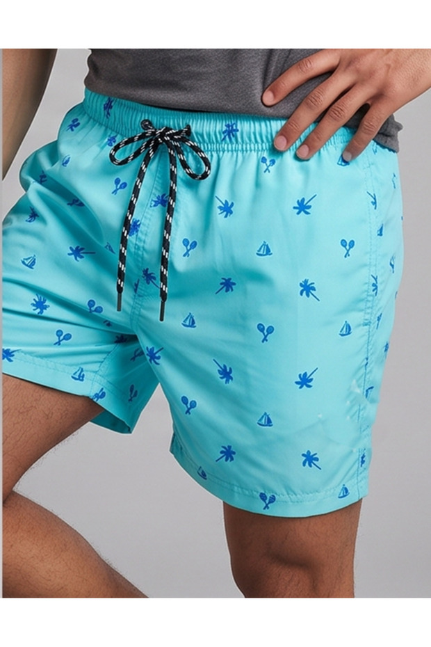 Men's Quick-Drying Swim Shorts with Elastic Waist - Basic Swimwear