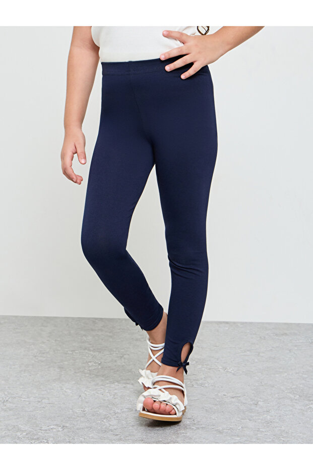 Girls Bow Detail Cotton Leggings